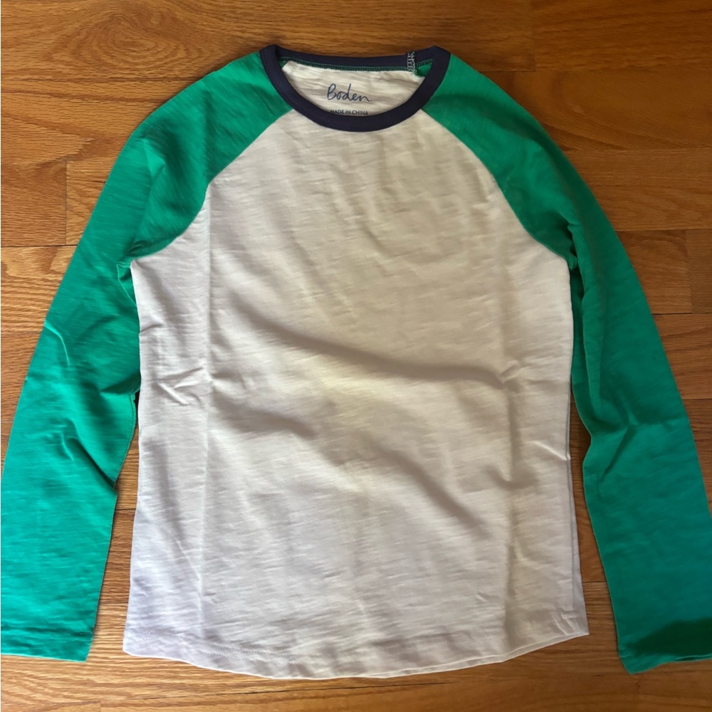 Mini Boden Boys Green/White Shirt